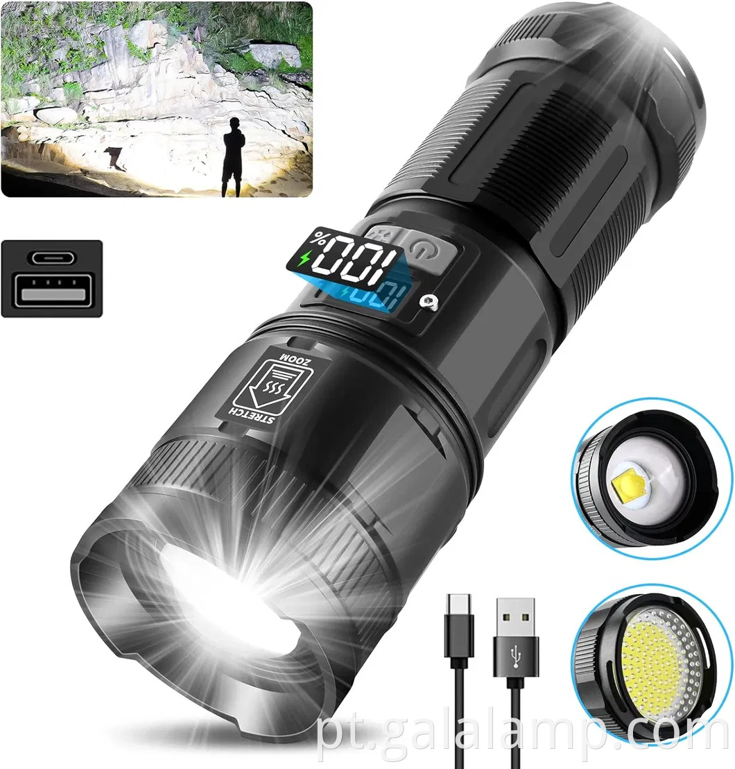 Lanterna LED poderosa com feixe de laser branco para uso ao ar livre